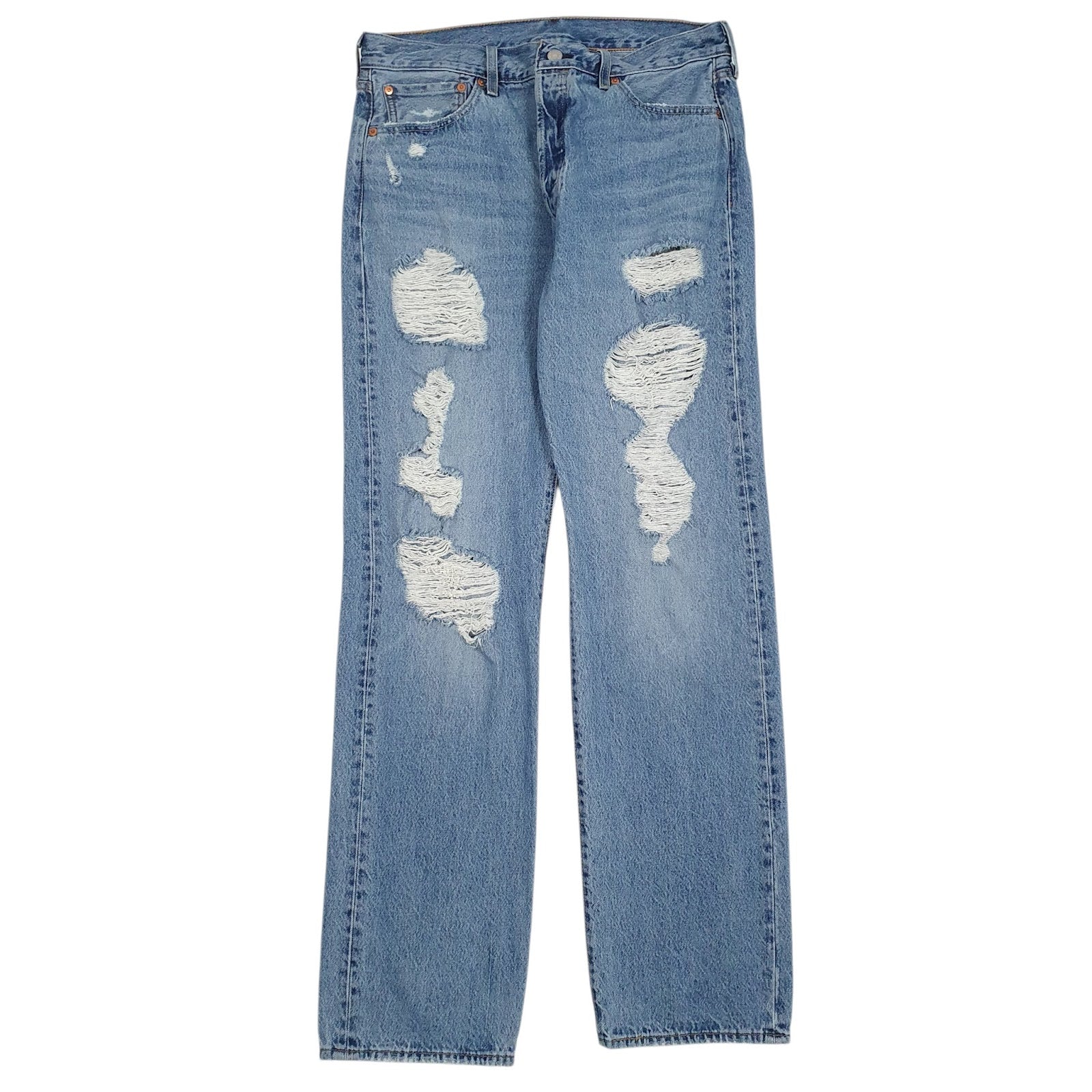 Mens Blue Levis Distressed 501 JeansW34 L34