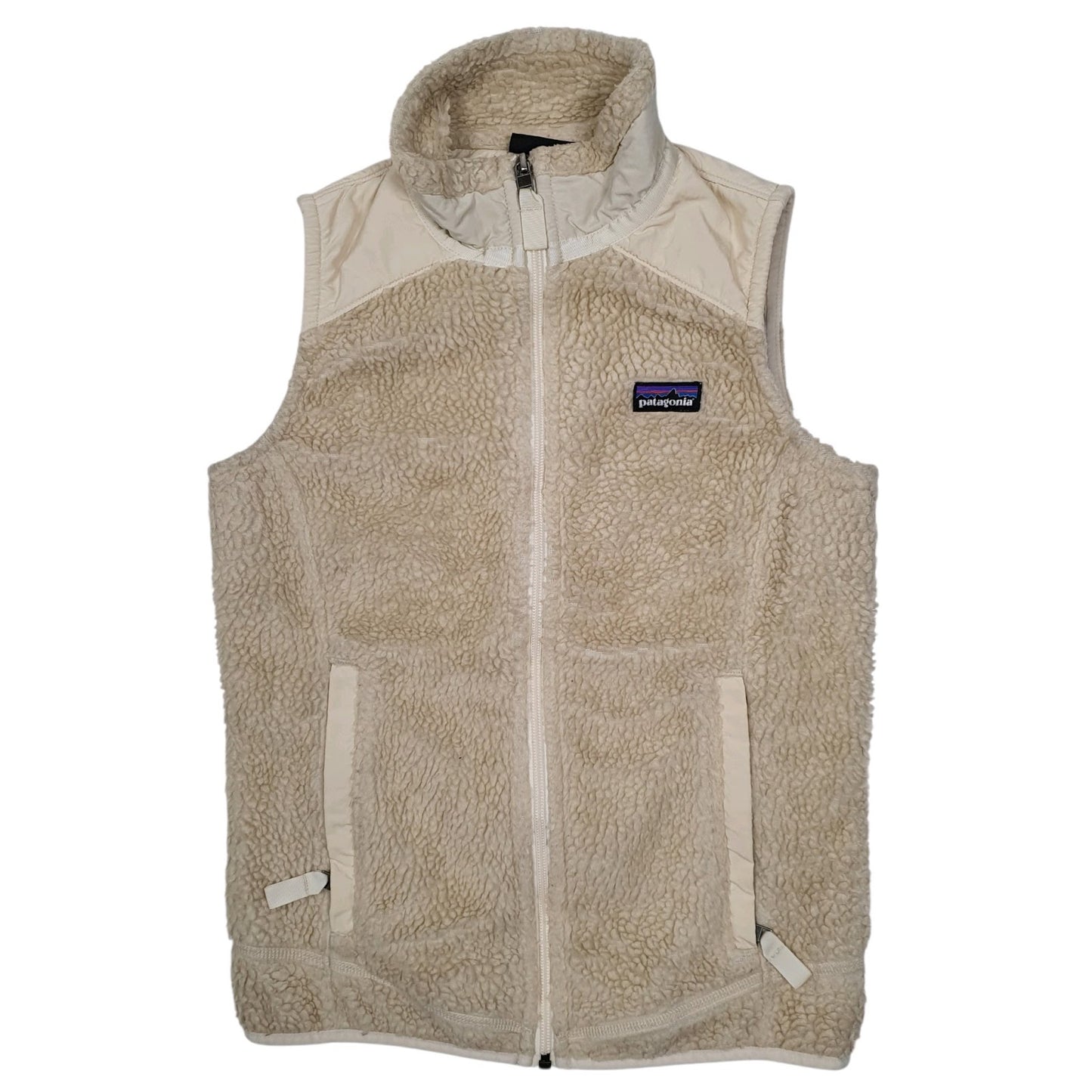 Womens Cream Patagonia Retro X Deep Pile Vest Bodywarmer Gilet Jumper
