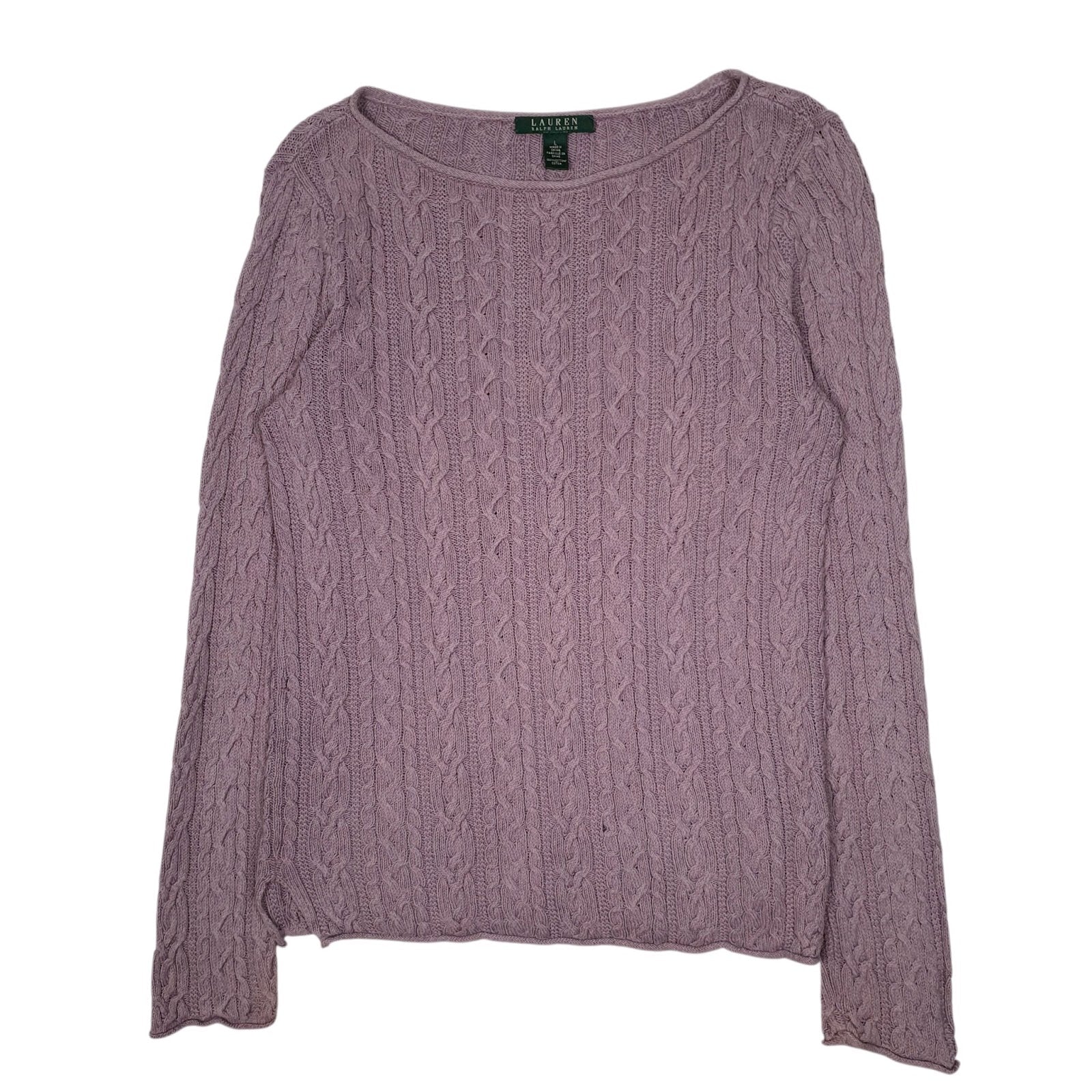 Womens Purple Ralph Lauren Cable Knit Crewneck Jumper