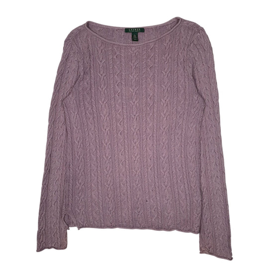 Womens Purple Ralph Lauren Cable Knit Crewneck Jumper