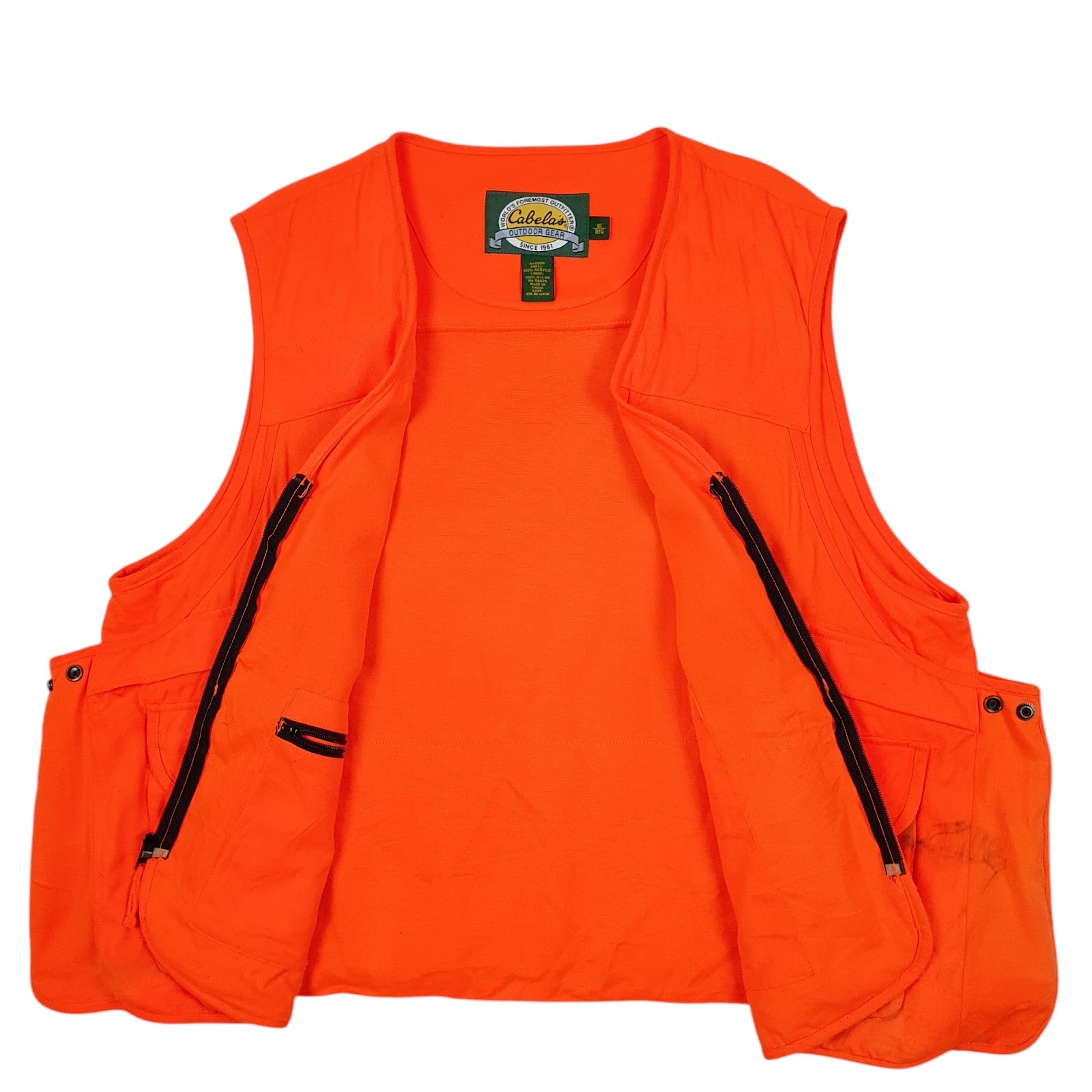 Mens Orange Cabelas Hunting Hi Vis Crewneck Coat