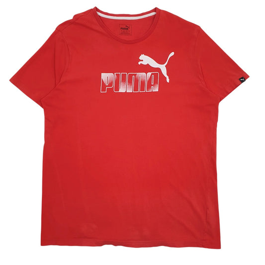 Mens Red Puma Spellout Short Sleeve T Shirt