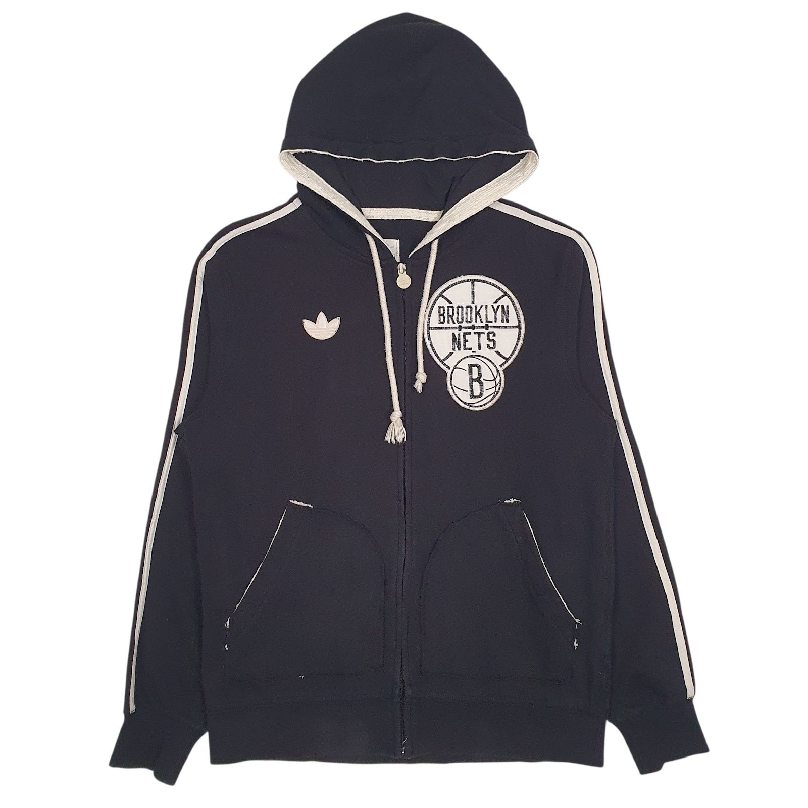 Mens Black Adidas Brooklyn Nets Full Zip Jumper