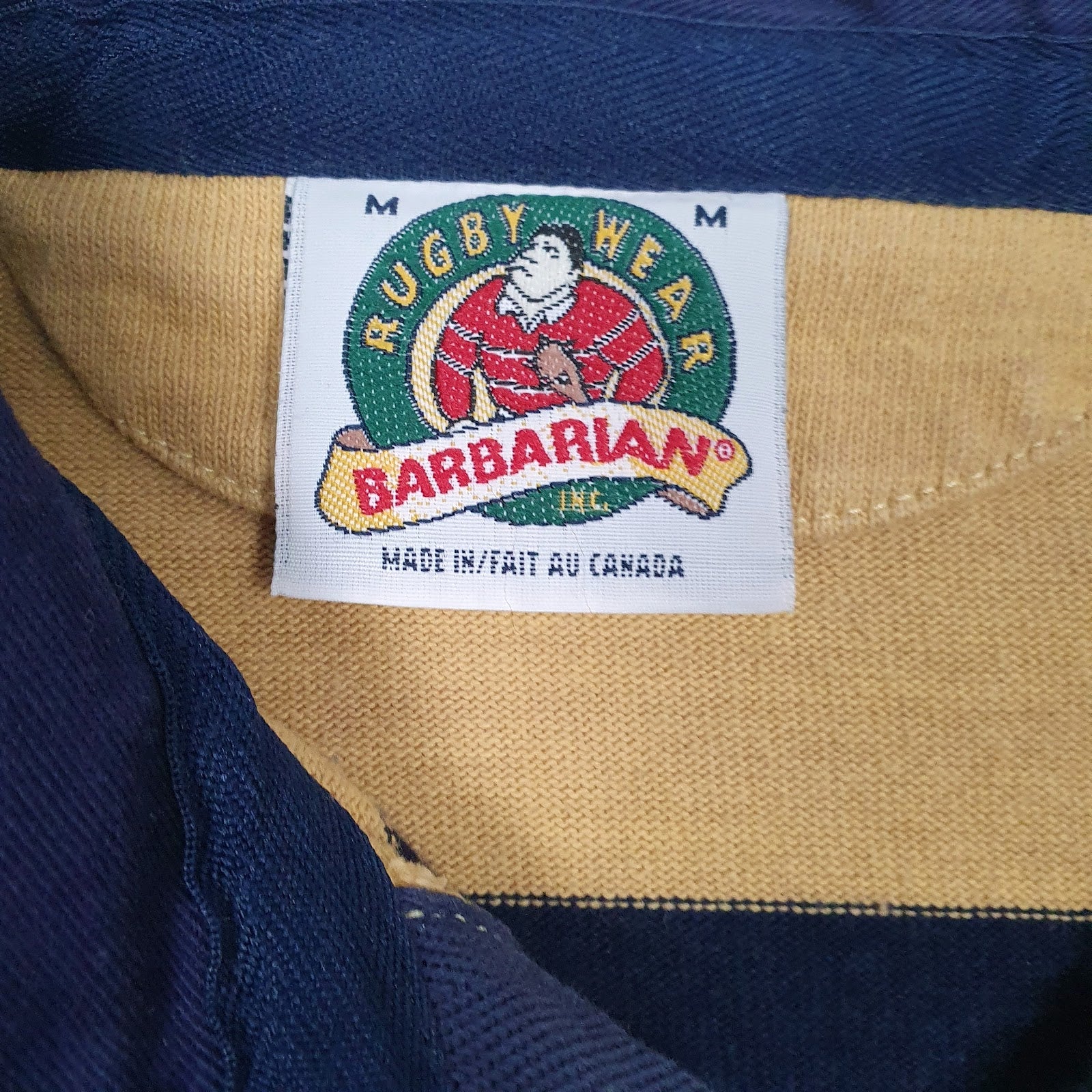 Mens Yellow Barbarian Rugby Michigan Crewneck Polo Shirt