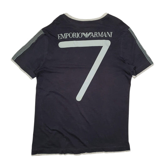 Mens Grey Emporio Armani Football Jersey  T Shirt
