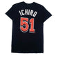Mens Navy Majestic MLB Miami Marlons Ichiro  T Shirt