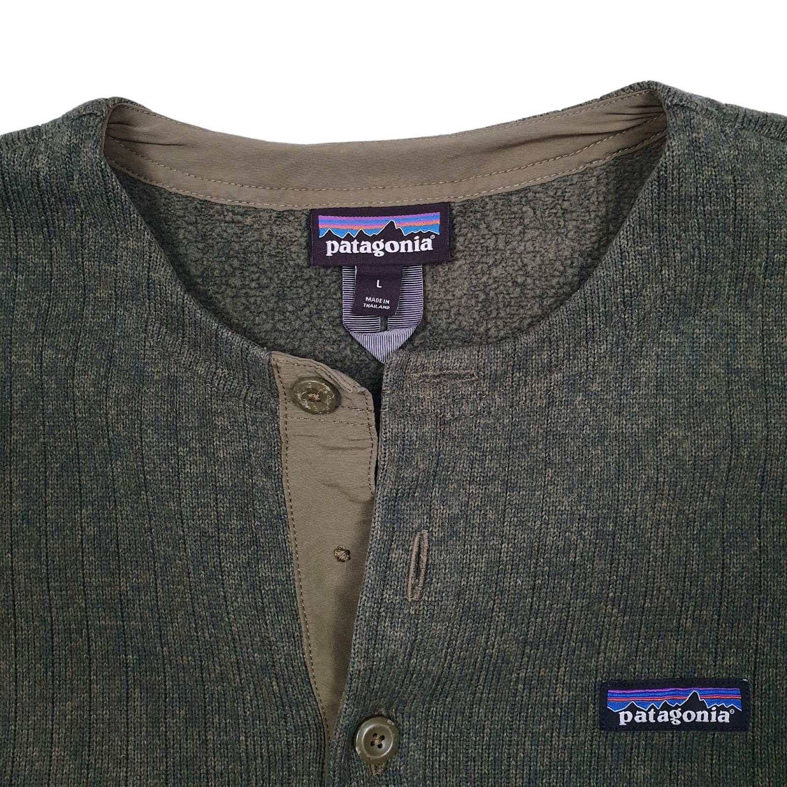 Mens Green Patagonia Better Sweater Henley Pullover Crewneck Jumper