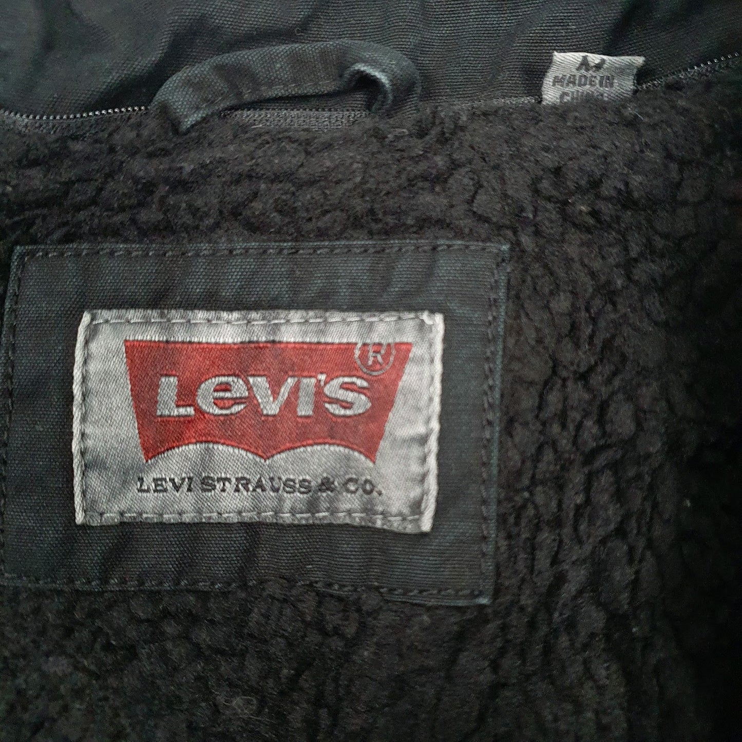 Mens Black Levis Sherpa Lined Military  Coat