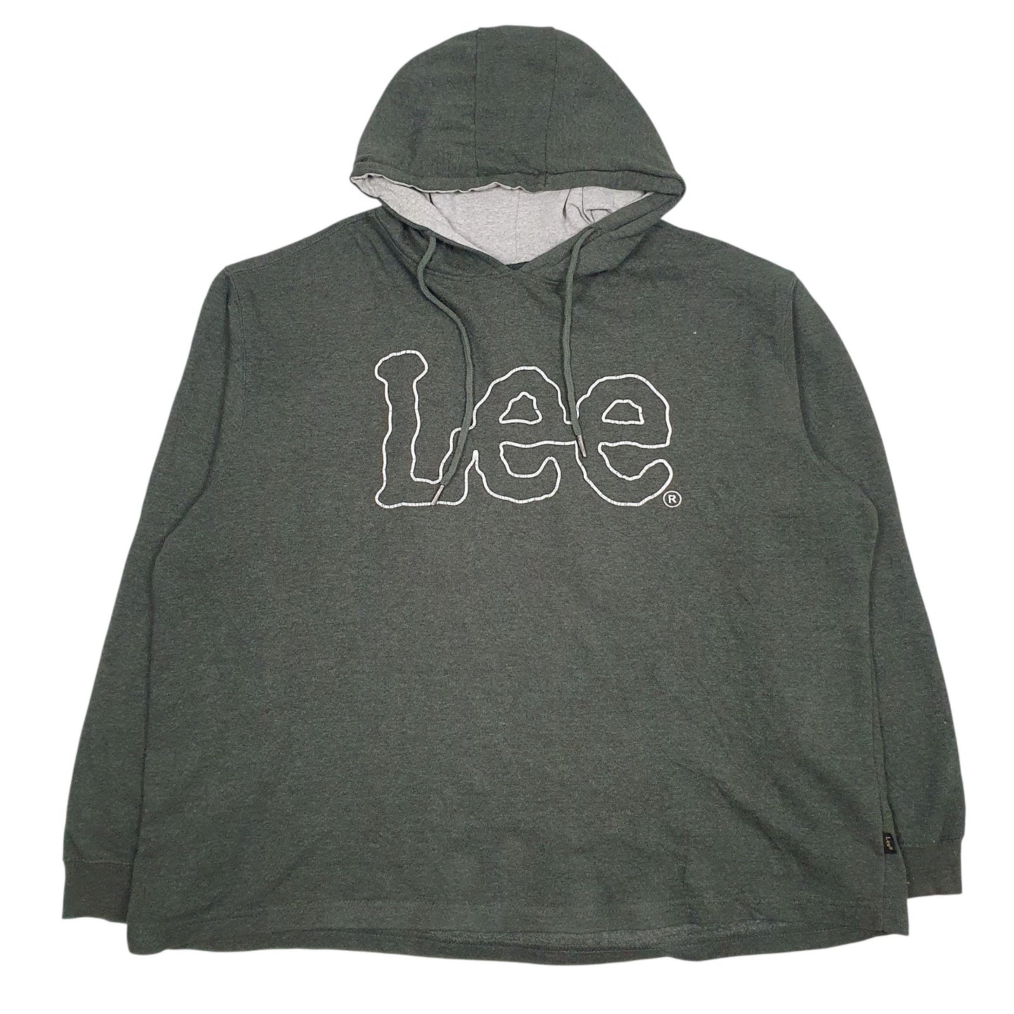 Mens Green Lee Spellout Hoodie Jumper