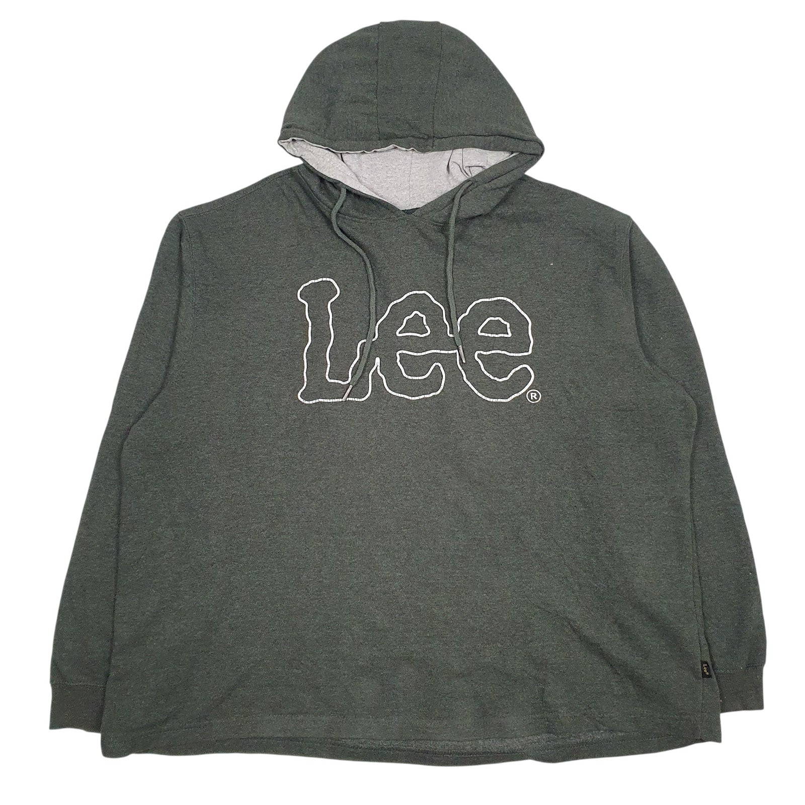 Mens Green Lee Spellout Hoodie Jumper