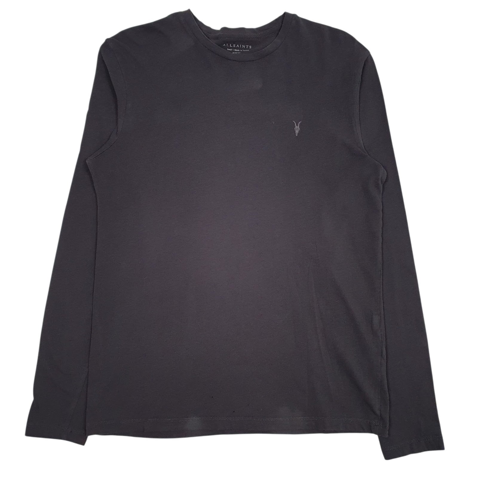 Mens Grey All Saints Slim Fit Long Sleeve T Shirt