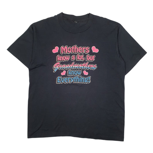 Mens Black Screen Stars Single Stitch Vintage 90s Mothers Grandmothers Short Sleeve T Shirt