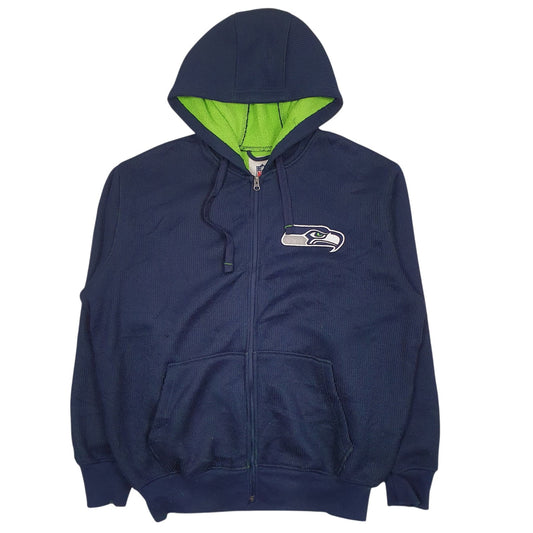 Mens Navy NFL Seattle Seahawks Baggy Fleece Lined Full Zip Jumper