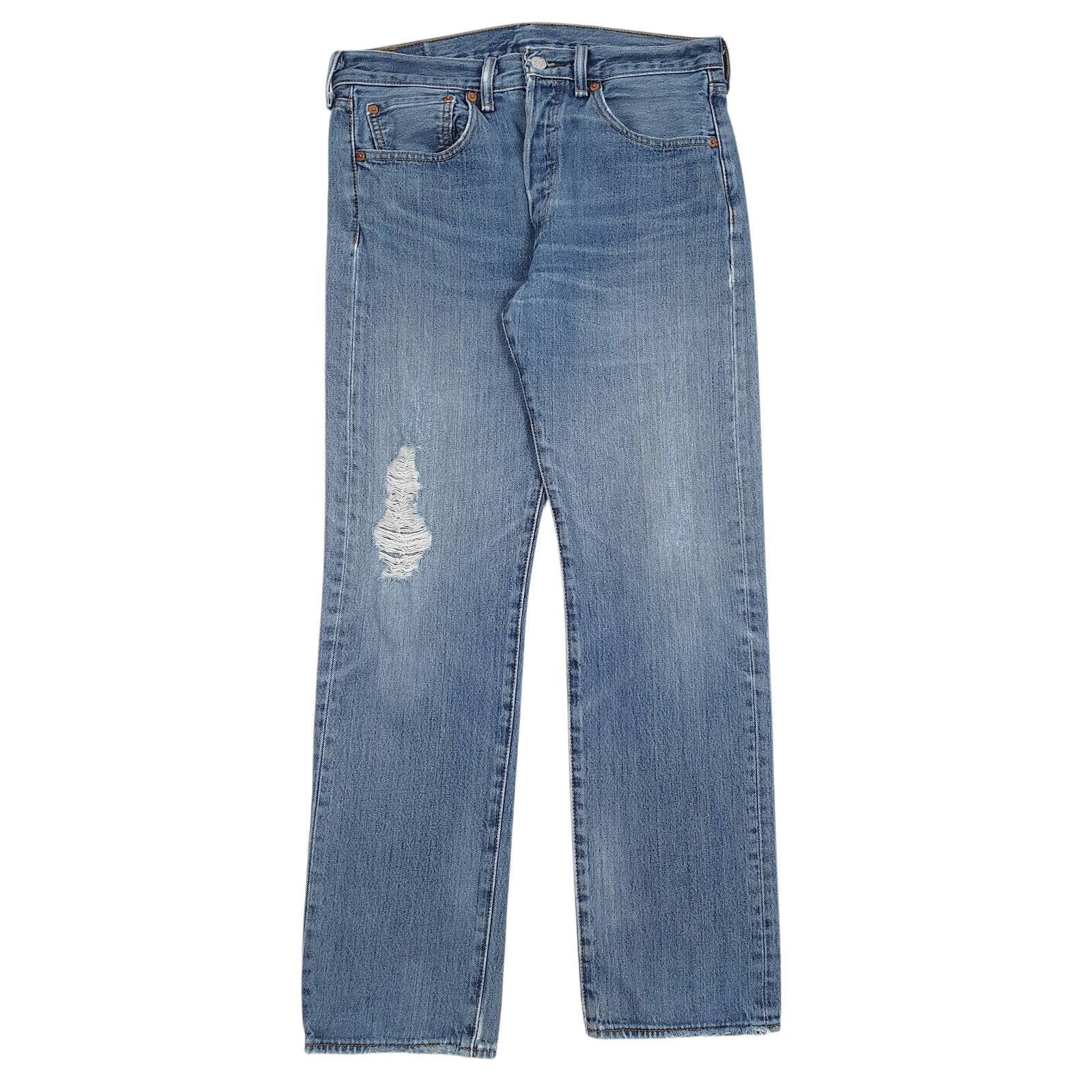 Mens Blue Levis Distressed 501 JeansW31 L30