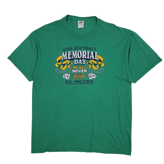 Mens Green Fruit Of The Loom Kansas City Memorial Day Softball Short Sleeve T Shirt