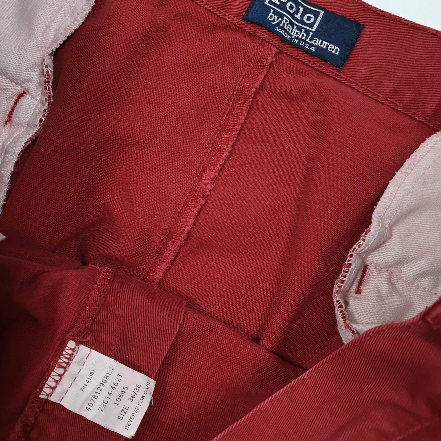 Mens Red Polo Ralph Lauren Vintage 90s Made In USA Pleated  Trousers