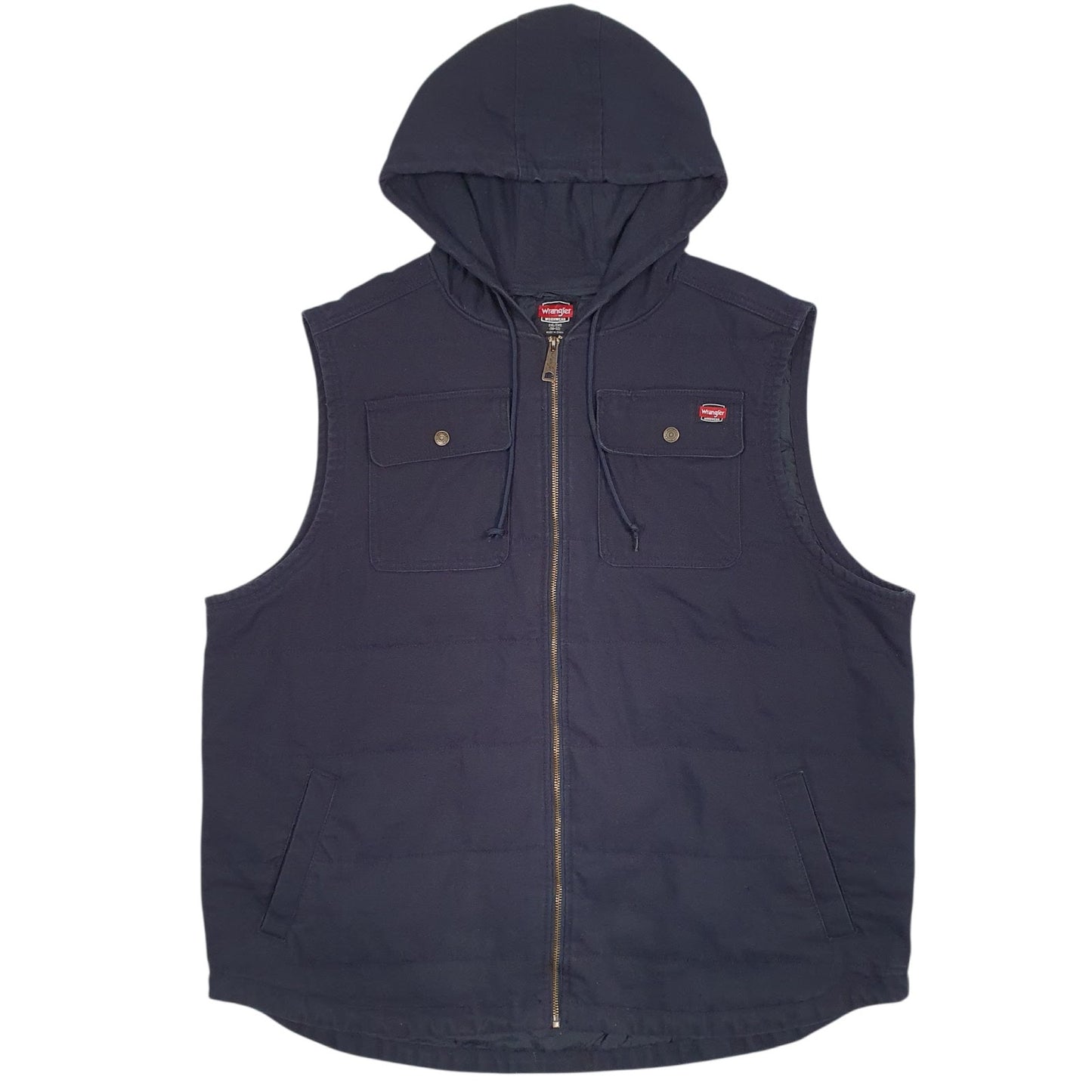 Mens Navy Wrangler Workwear Padded Hooded  Coat