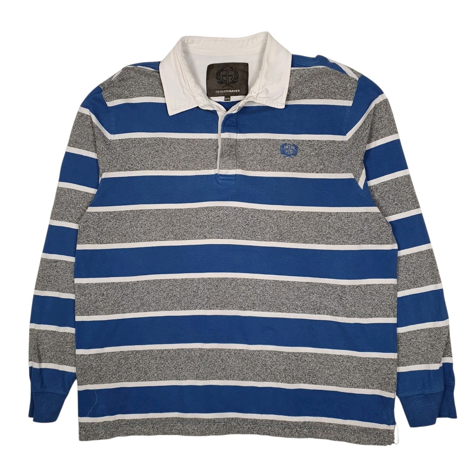 Mens Grey Denver Hayes Rugby Long Sleeve Polo Shirt