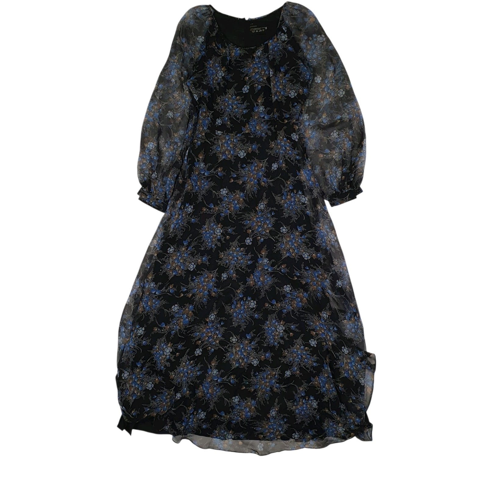 Womens Black Unbranded Evening Shear Long Sleeve Dress