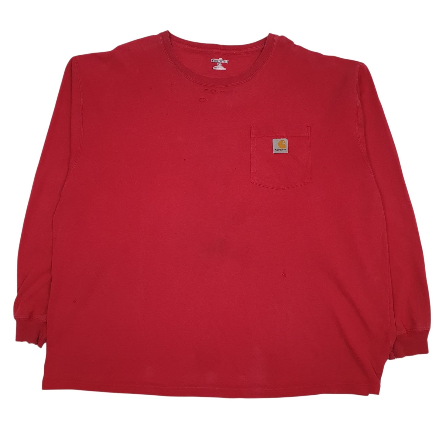 Mens Red Carhartt  Long Sleeve T Shirt