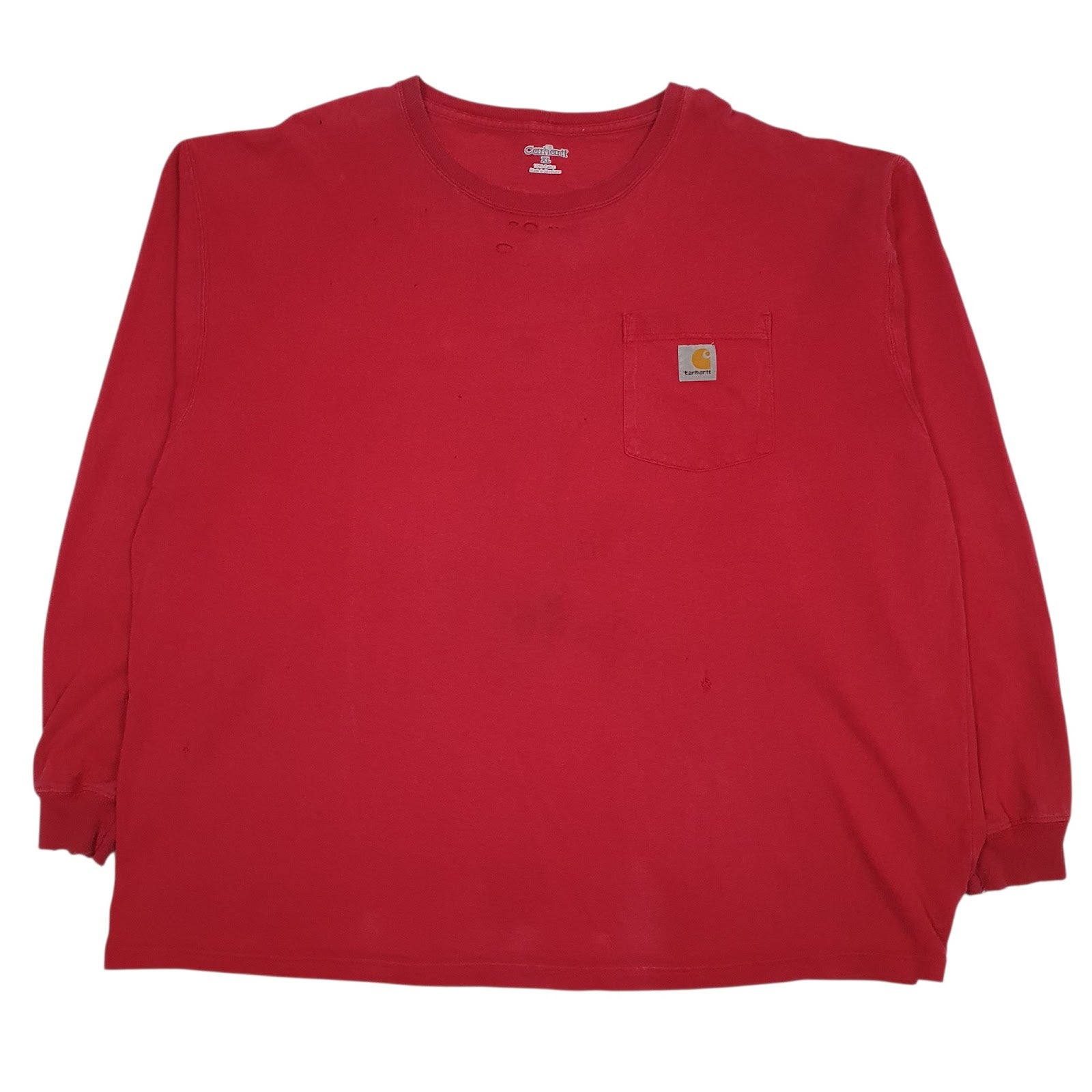 Mens Red Carhartt  Long Sleeve T Shirt