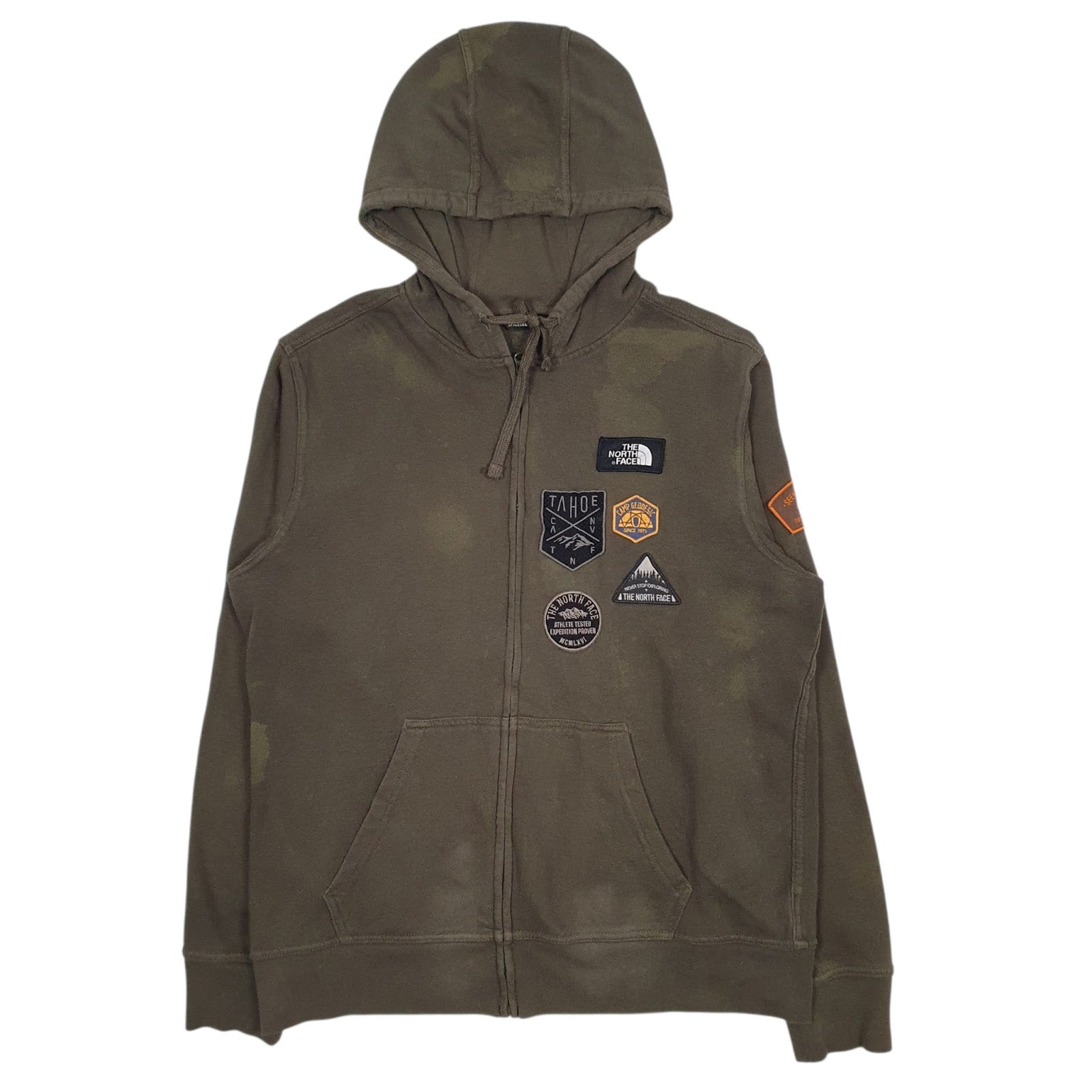 Mens Green The North Face Patches Full Zip Jumper