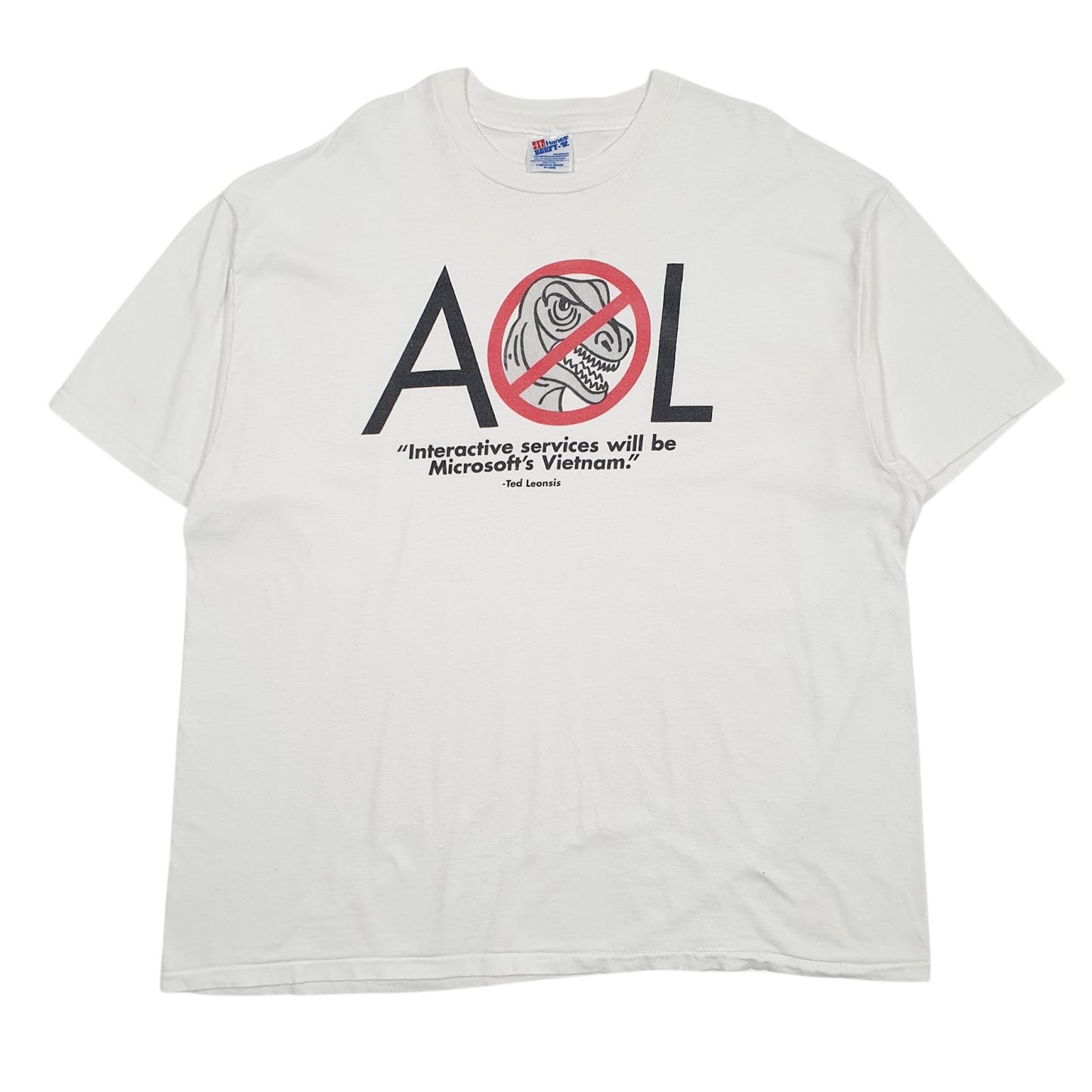 Mens White Hanes Single Stitch Vintage 90s Short Sleeve T Shirt