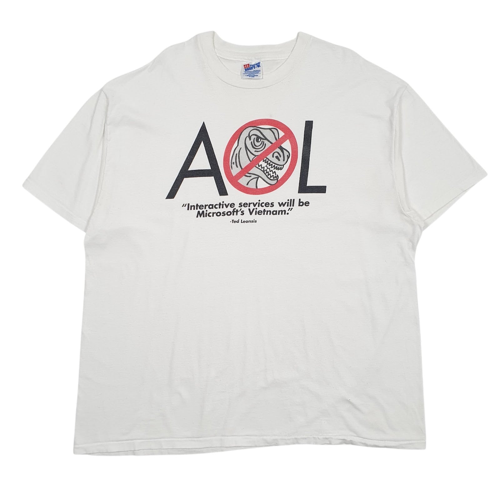 Mens White Hanes Single Stitch Vintage 90s Short Sleeve T Shirt