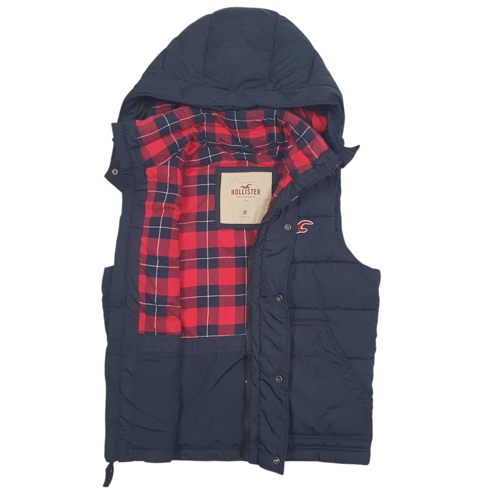 Womens Navy Hollister Puffer Hoodie Coat