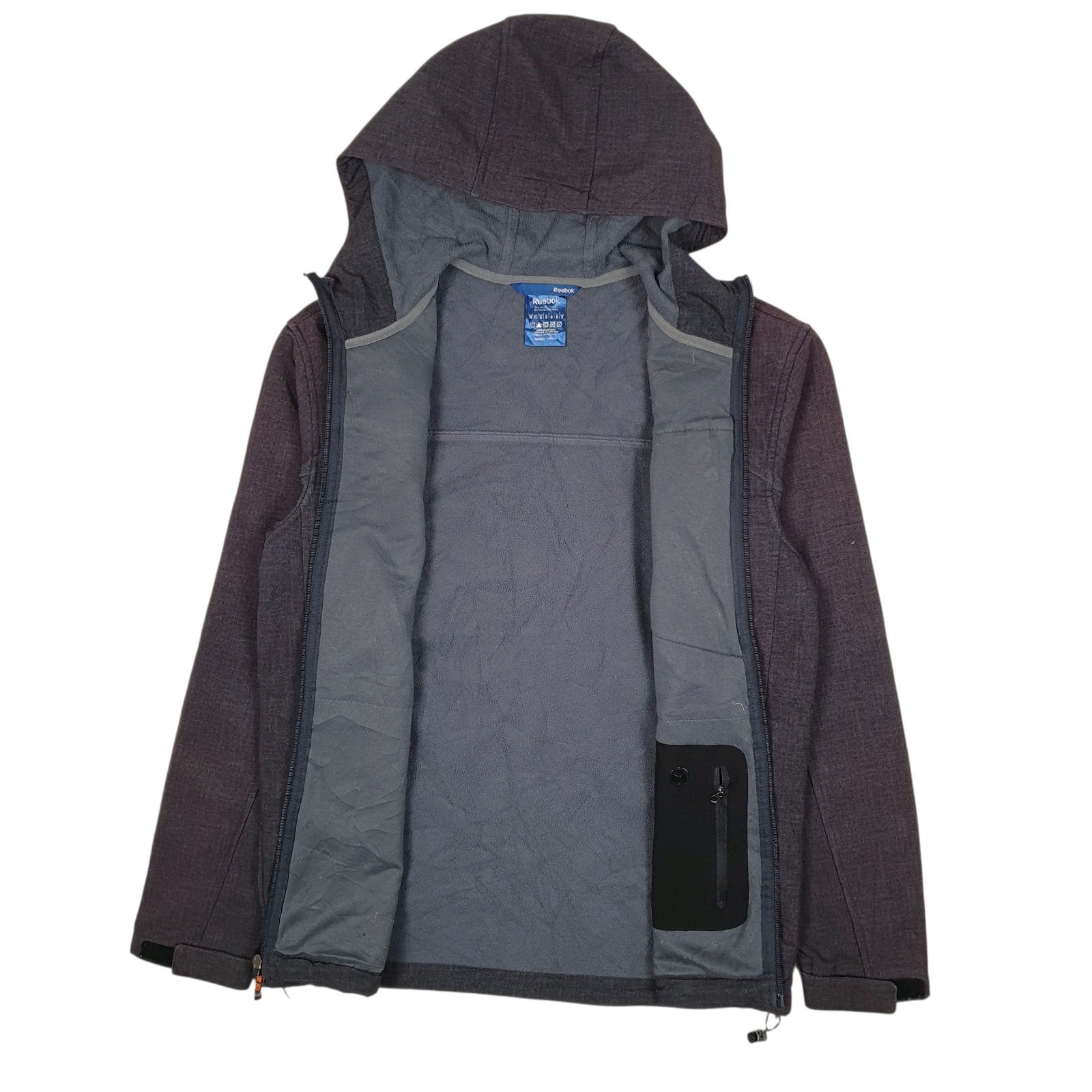 Mens Grey Reebok Windbreaker Hooded Hoodie Coat