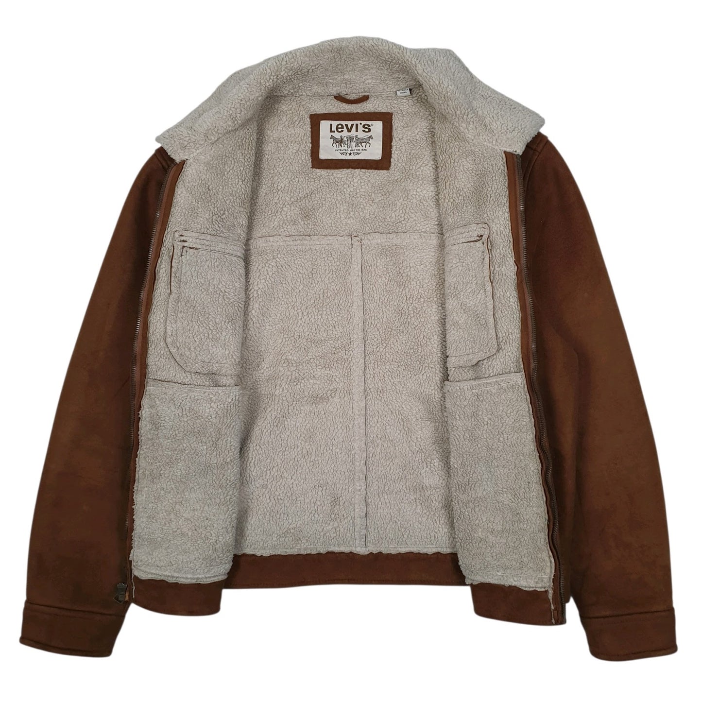 Mens Brown Levis Shearling Sherpa Lined  Coat