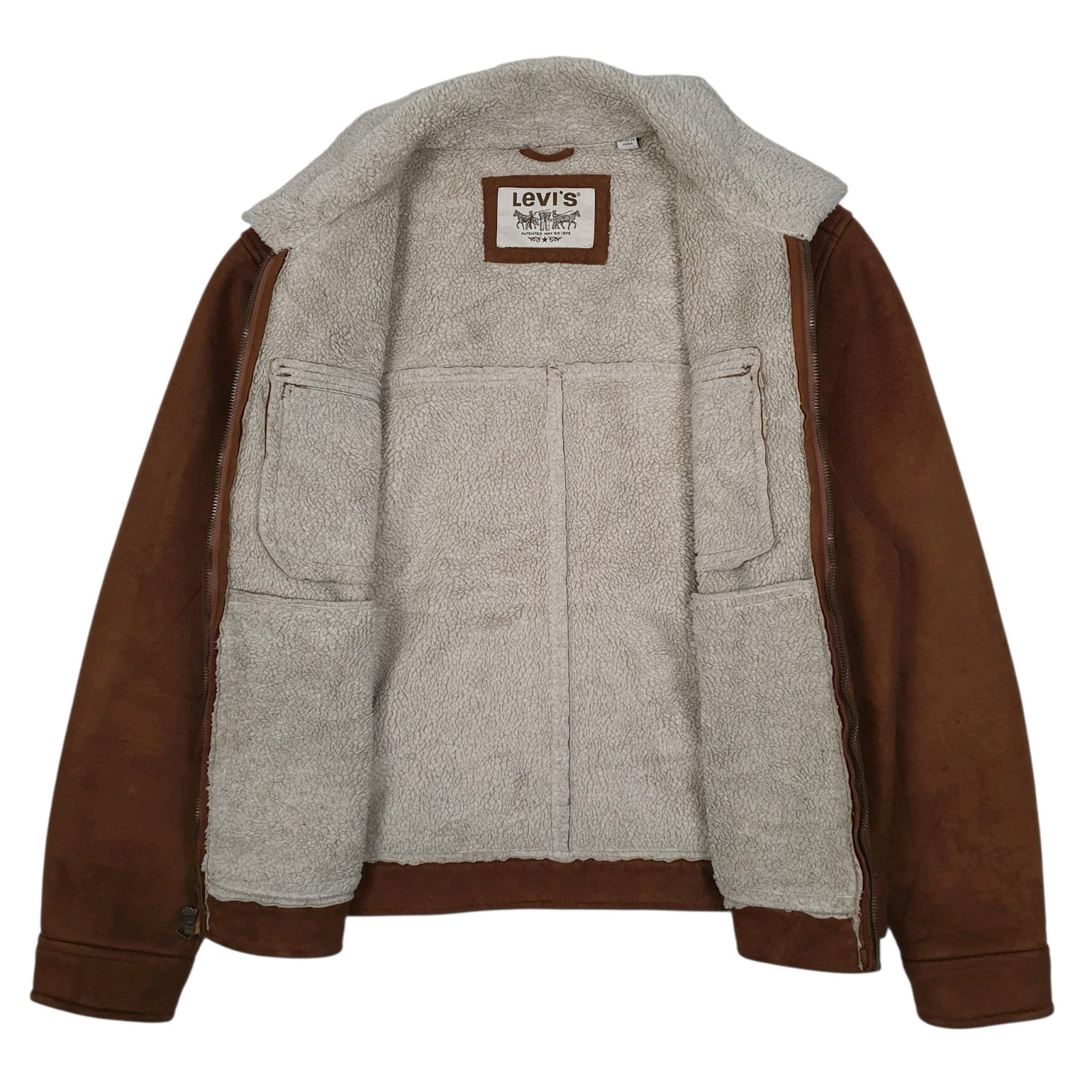 Mens Brown Levis Shearling Sherpa Lined  Coat