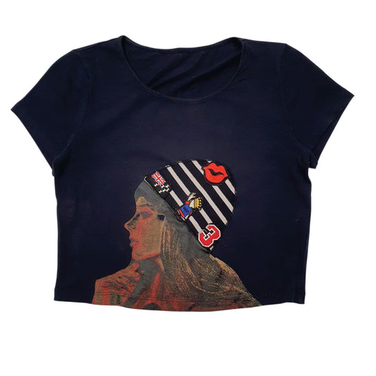 Womens Navy Unbranded  Short Sleeve T Shirt