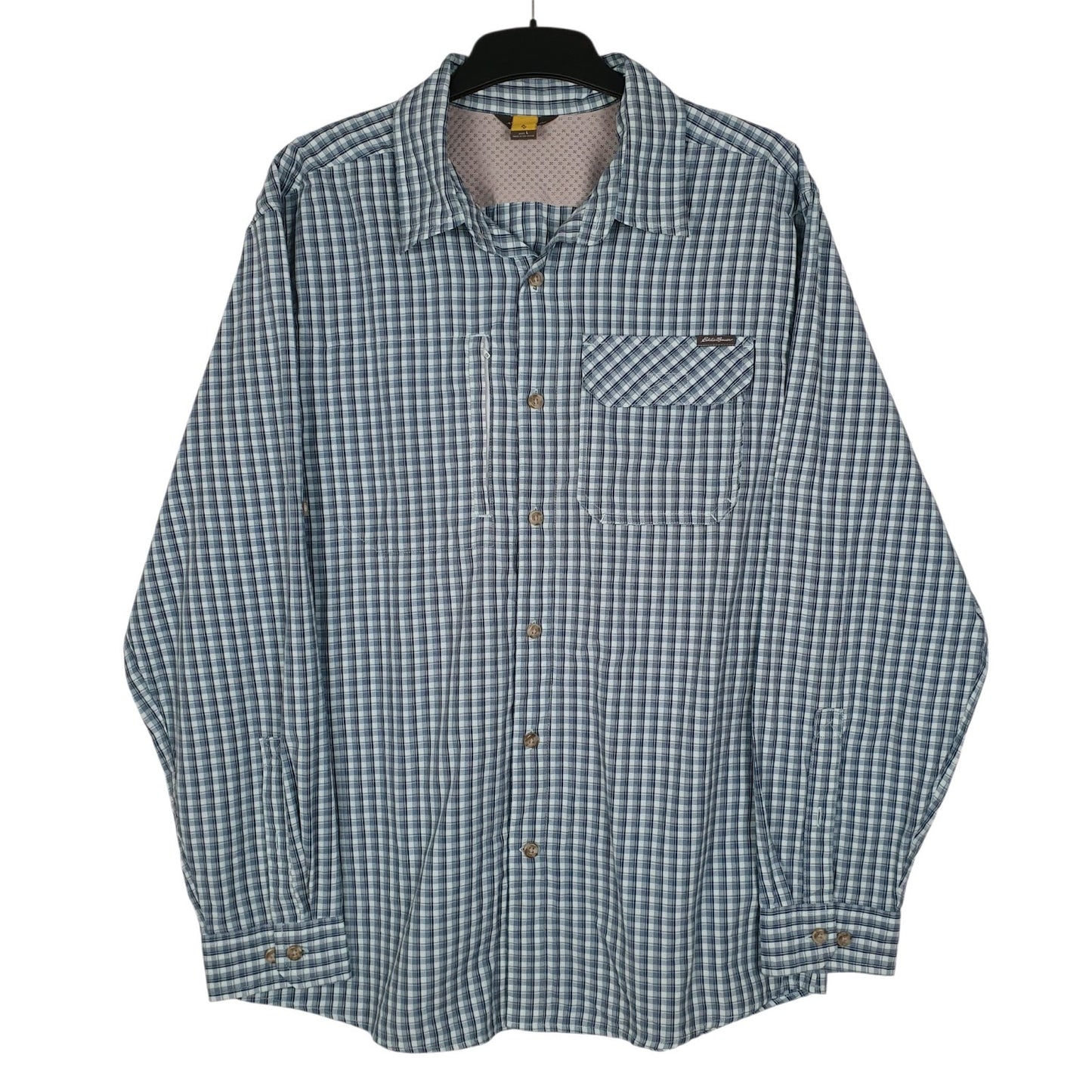 Mens Blue Eddie Bauer Walking Hiking Performance Long Sleeve Shirt