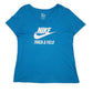 Womens Blue Nike Spellout Short Sleeve T Shirt