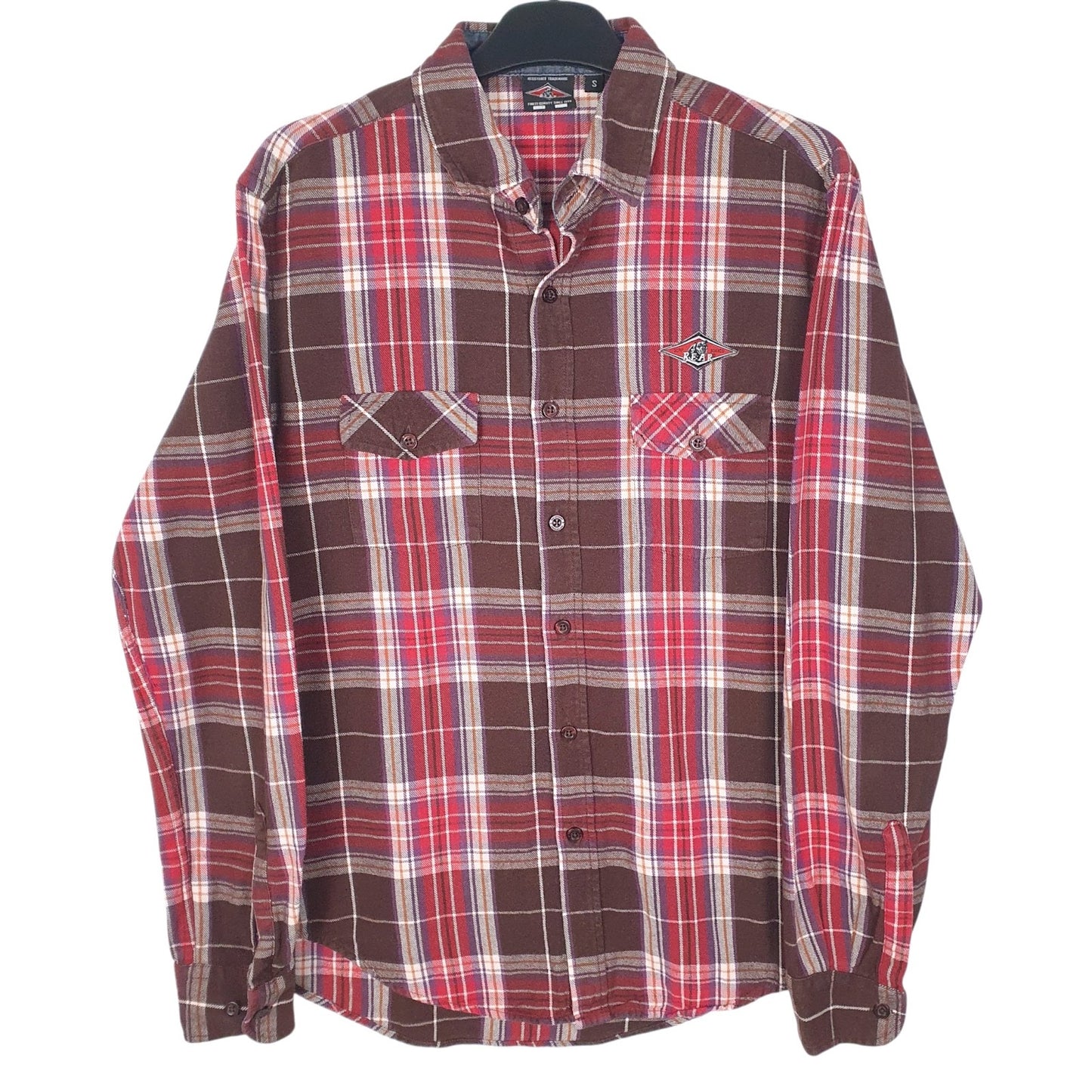 Mens Brown Bear Flannel Long Sleeve Shirt