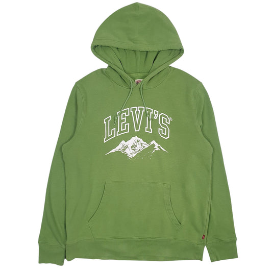 Mens Green Levis Spellout Hoodie Jumper