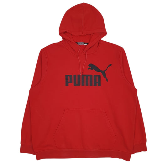 Mens Red Puma Spellout Hoodie Jumper