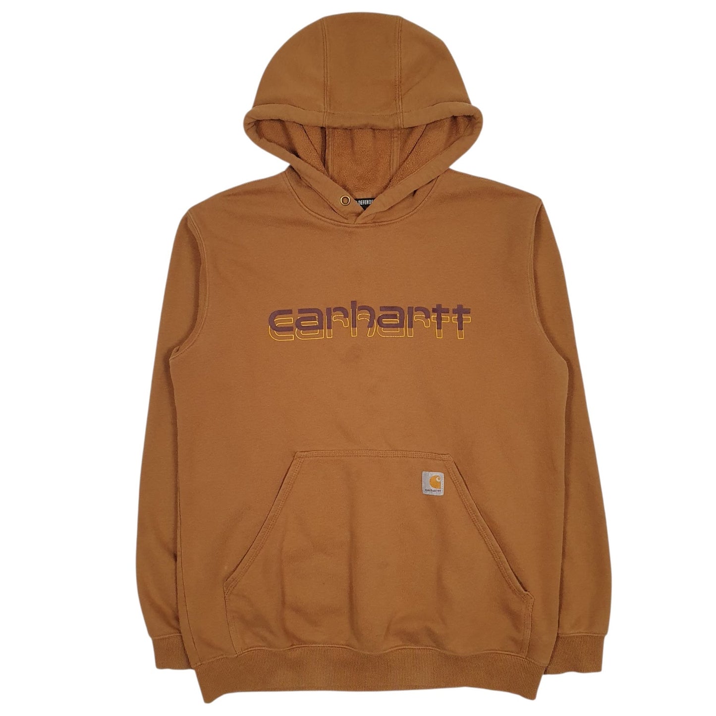 Mens Brown Carhartt Spellout Hoodie Jumper