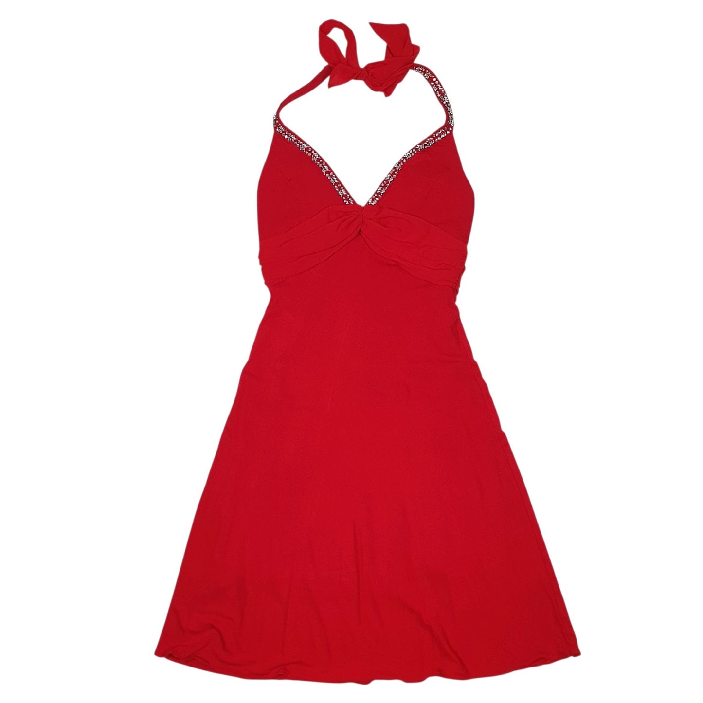 Womens Red Sasch Evening Party Sleeveless Dress