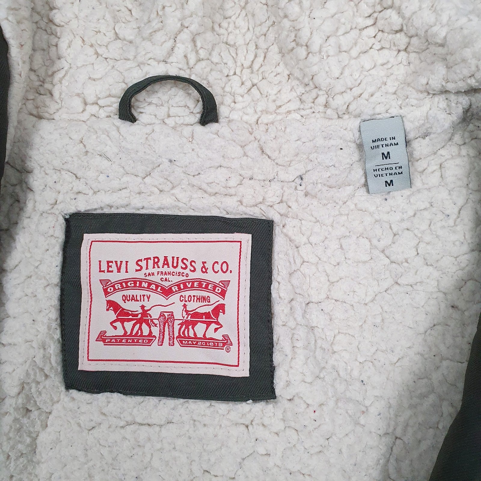 Mens Green Levis Sherpa Lined  Coat