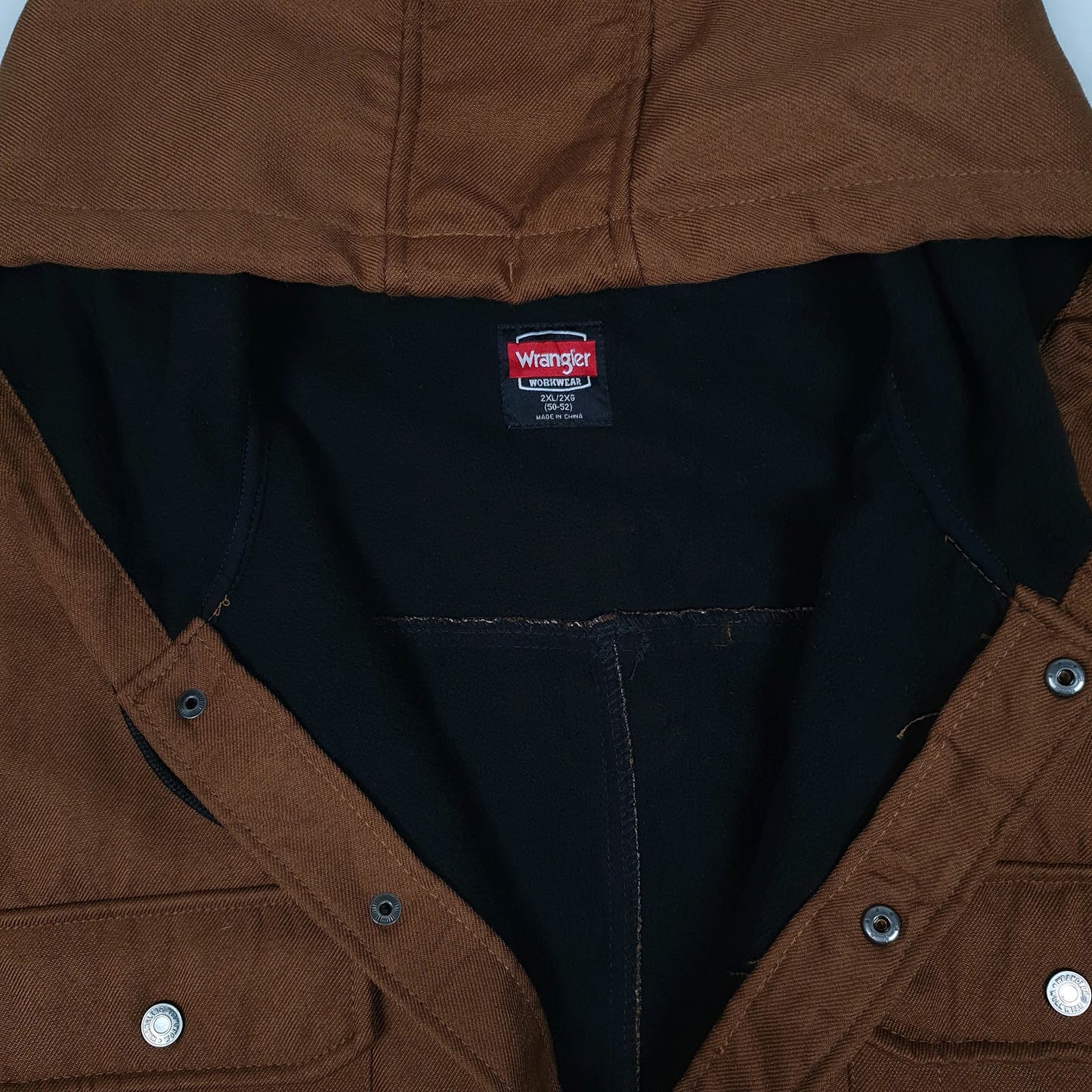 Mens Brown Wrangler Hoodie Chore Windbreaker  Coat
