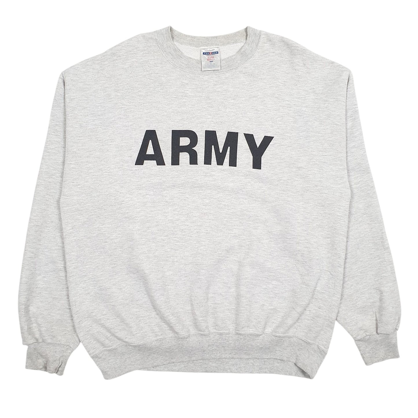 Mens Grey Jerzees Army Crewneck Jumper