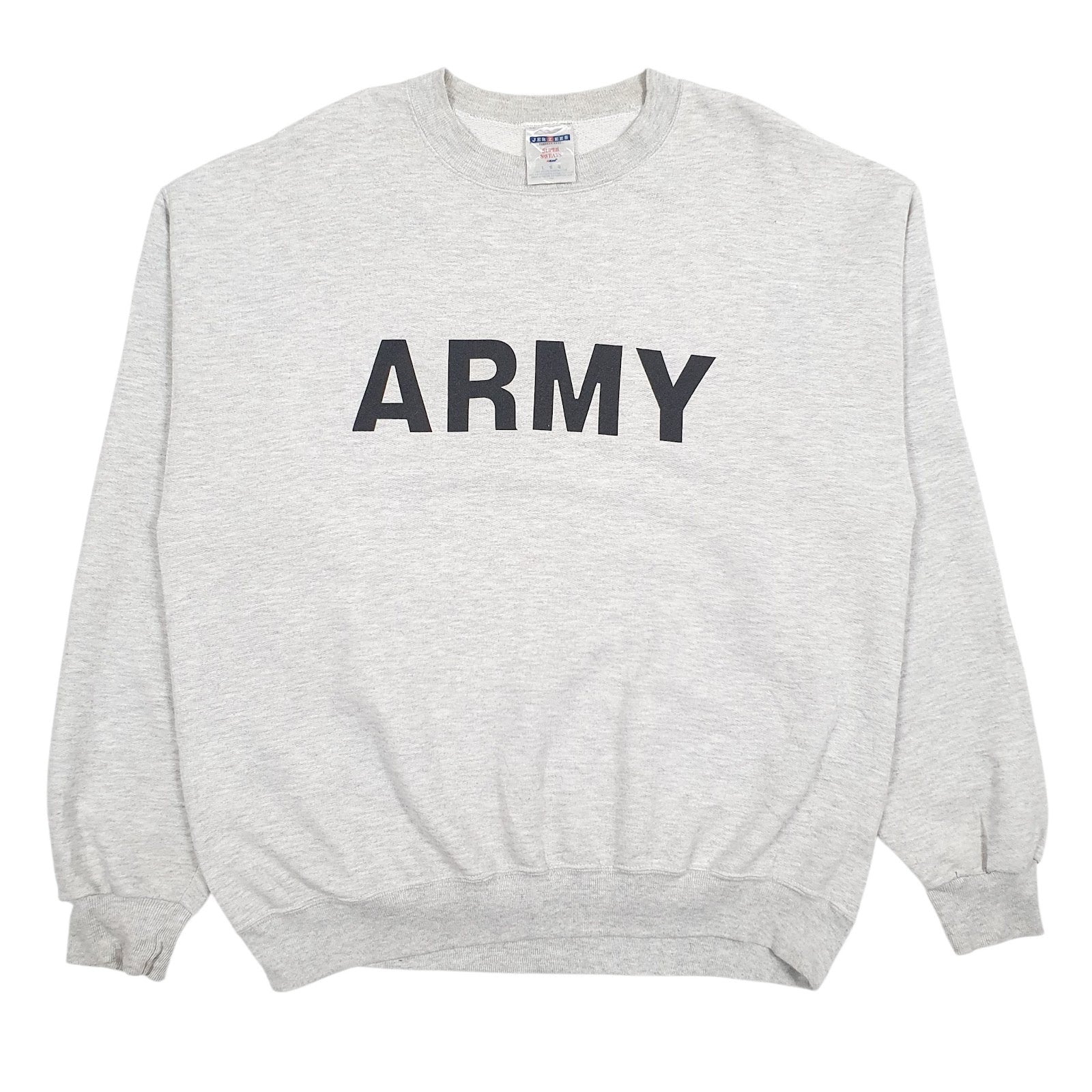 Mens Grey Jerzees Army Crewneck Jumper
