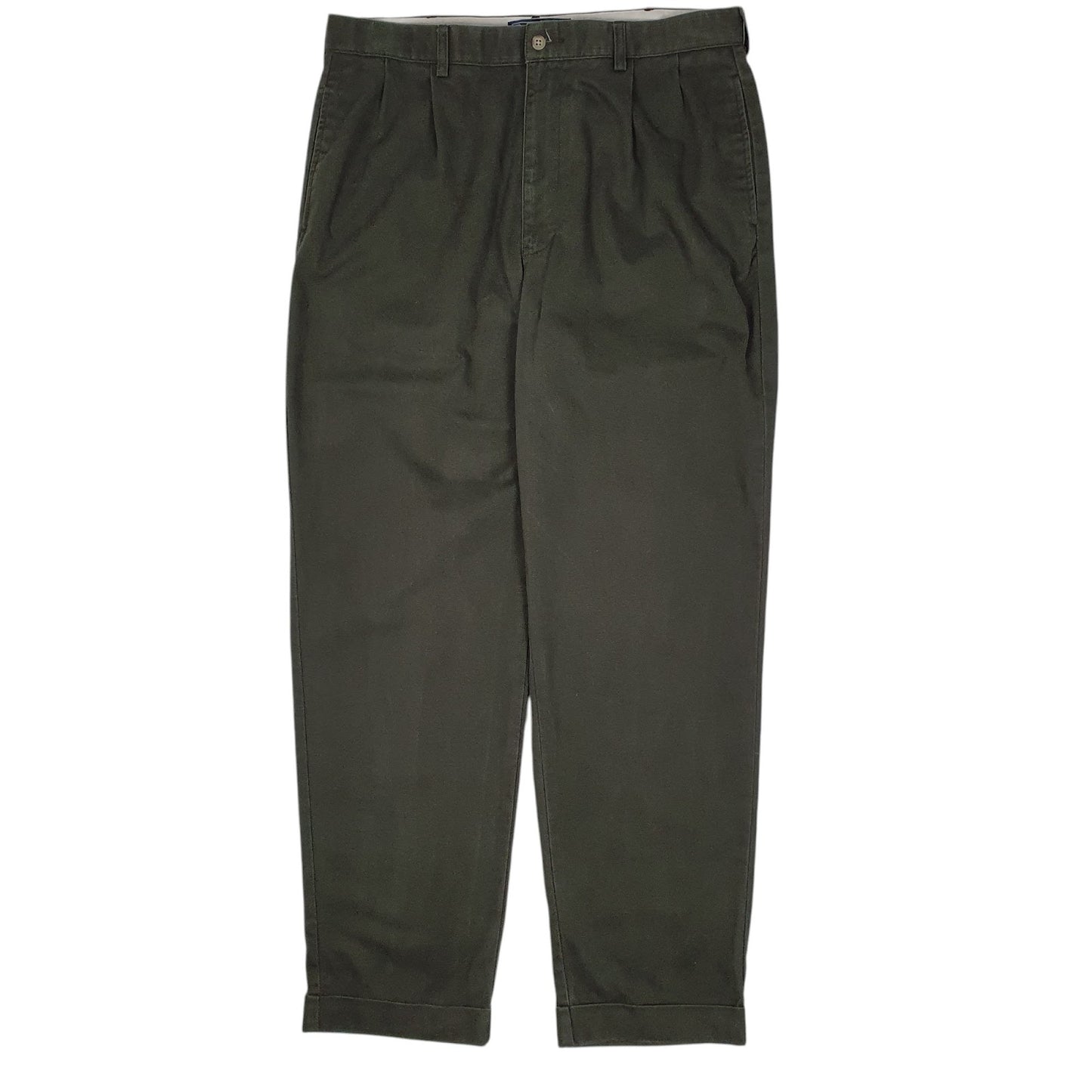 Mens Green Polo Ralph Lauren Hammond Pant Pleated Vintage 90s Chino Trousers