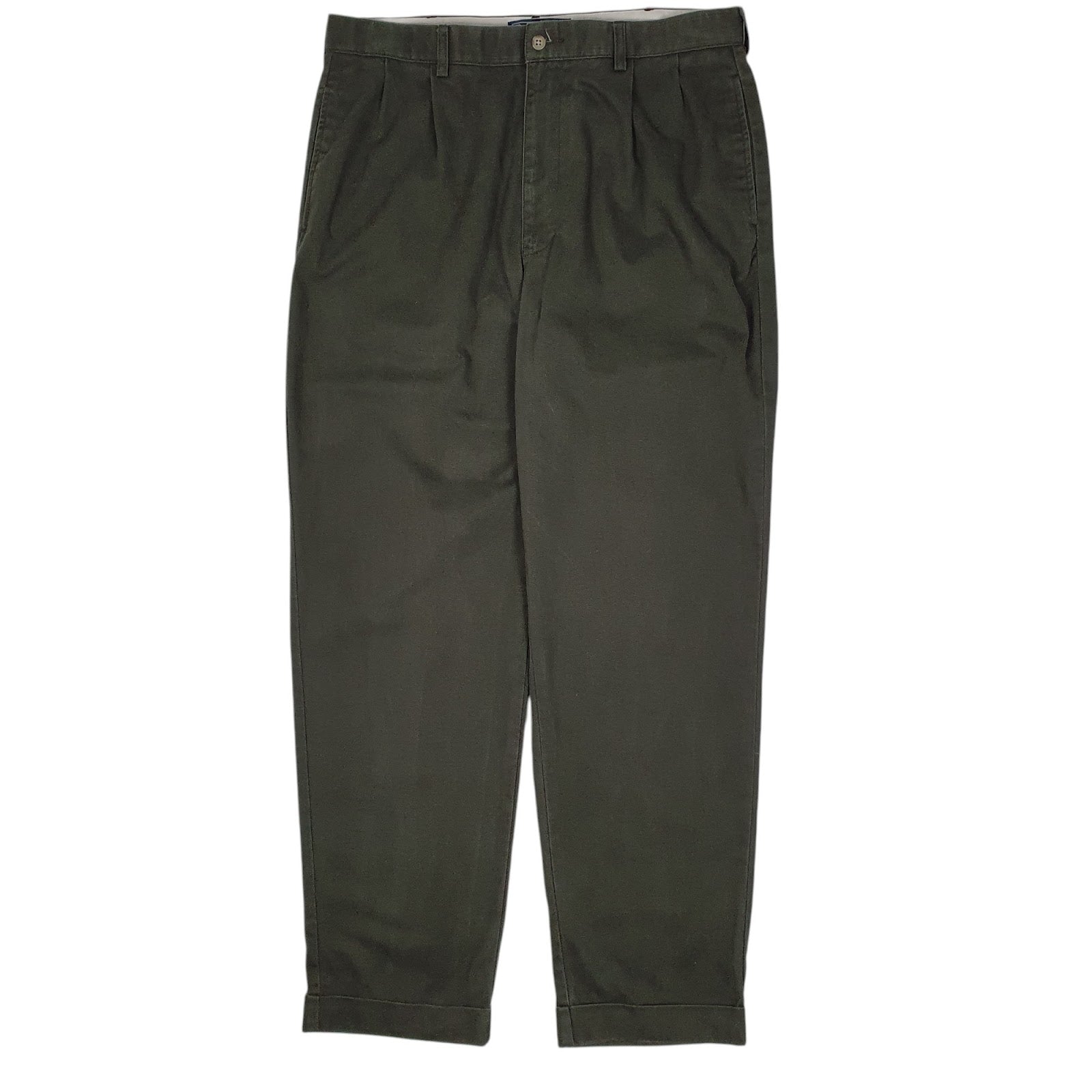 Mens Green Polo Ralph Lauren Hammond Pant Pleated Vintage 90s Chino Trousers