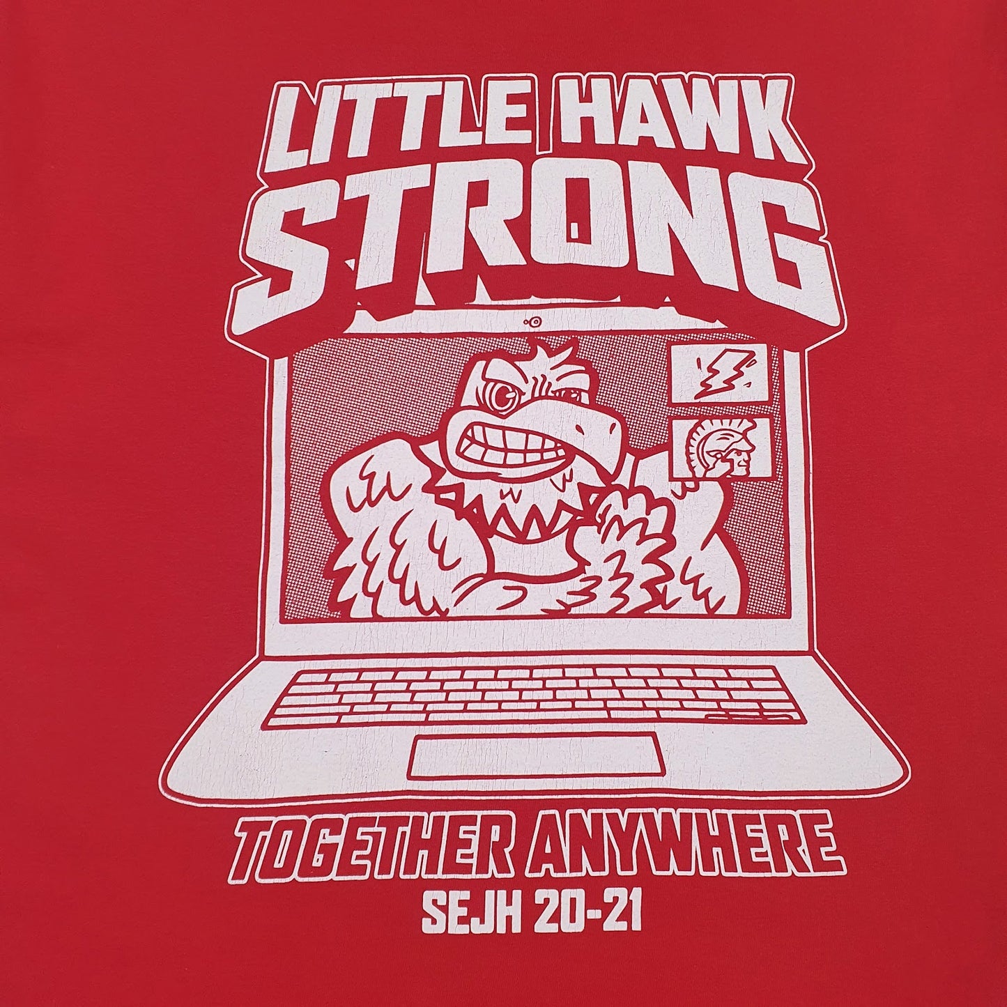 Mens Red Fruit Of The Loom Little Hawk Strong  T Shirt