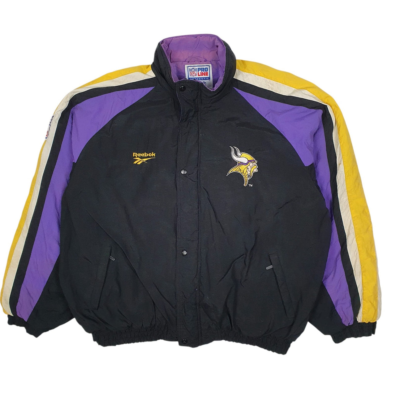 Mens Black NFL Minnesota Vikings Pro Line Vintage 90s  Coat