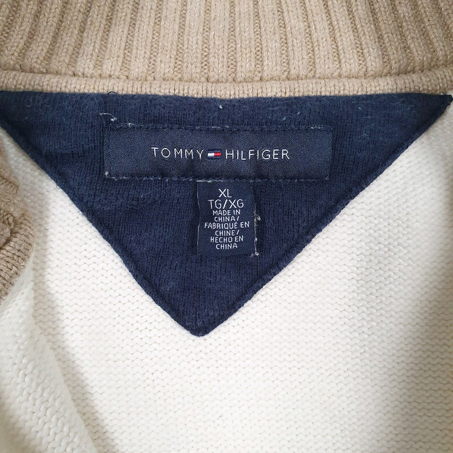 Mens Cream Tommy Hilfiger  Quarter Zip Jumper