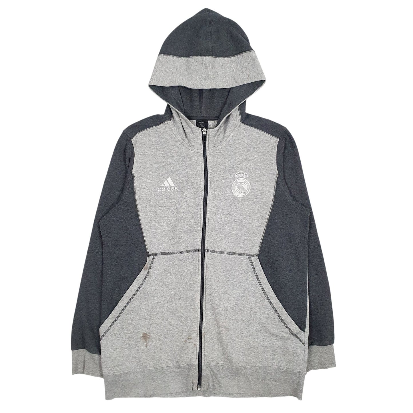 Mens Grey Adidas Real Madrid Full Zip Jumper